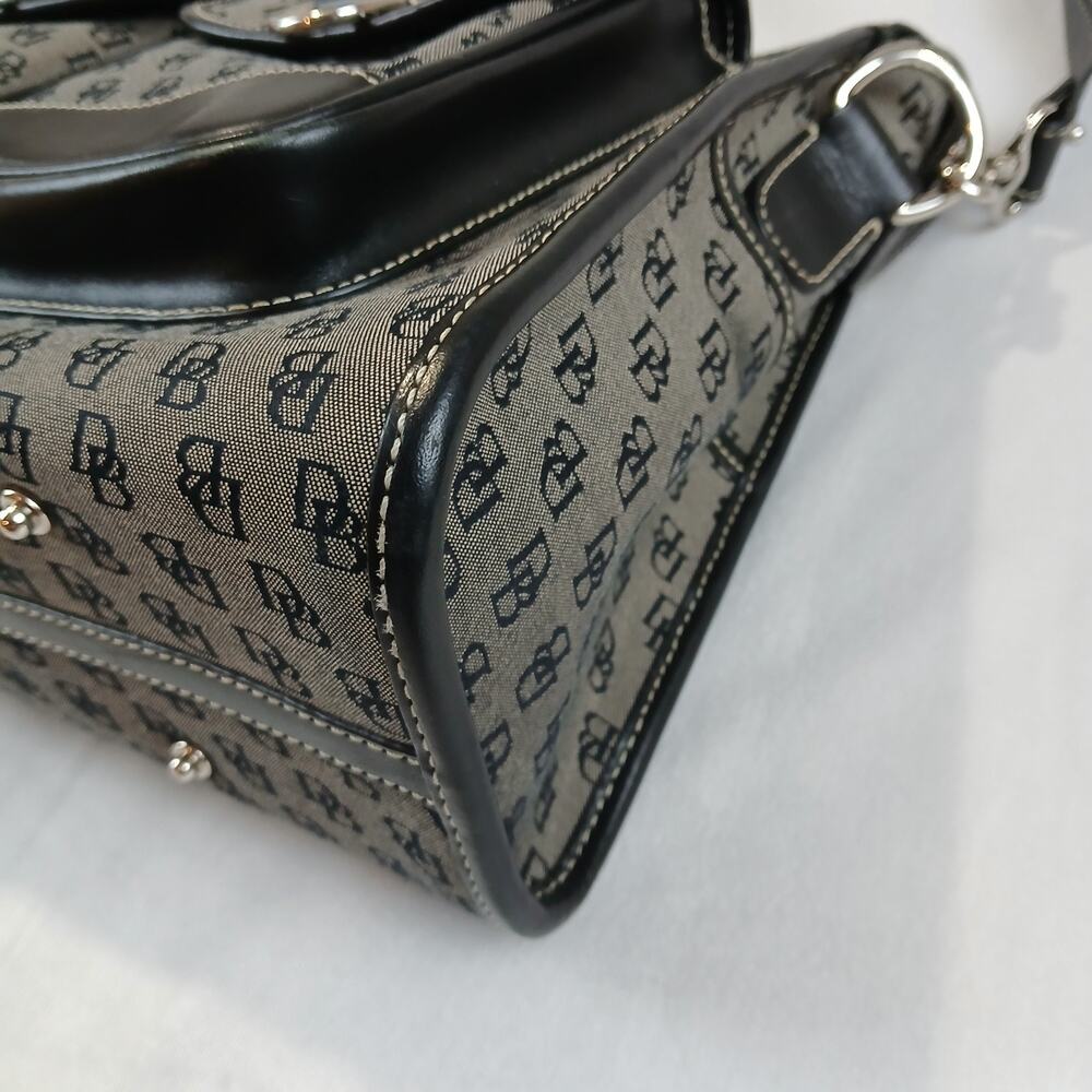 Dooney & Bourke Satchel Bag Womens Gray Black Signature Jacquard Leather EUC - Picture 15 of 15